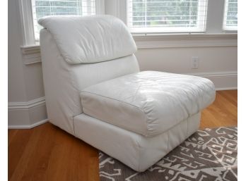 White Leather Low Profile Slipper Chair