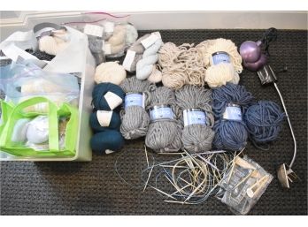 Yarn Assortment, Knitting Needles, Two Task Lights