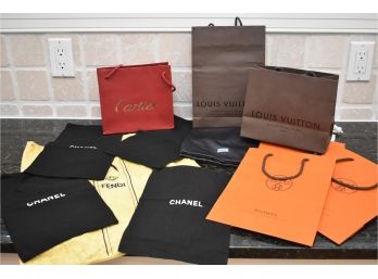 CHANEL, LV Designer Label Dust Bags And Shopping Bags