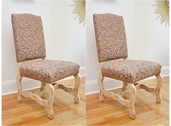 Luxury Upholstered Nailhead Trim Dining Chairs, Whitewashed Wood Legs, Set Of Two ($1,500) (3 Of 3)