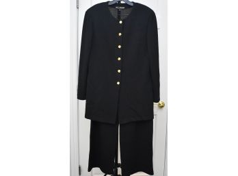 ST.JOHN  Knit Ensemble 2-Piece, Elastic Waist Pant & Long Sleeve Top,  Size 14 , Black (Retail $2,000)