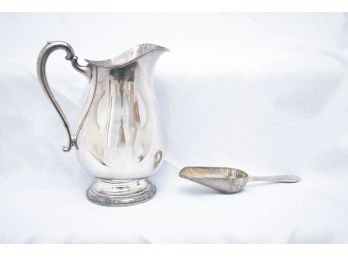 Silver Plate Water Pitcher Camille, SP Ice Scoop