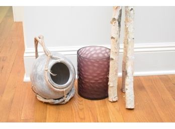 Crate & Barrel Hurricane, Pottery & White Birch Decor