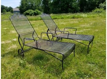 Pair Of Wrought Iron Outdoor Patio Lounge