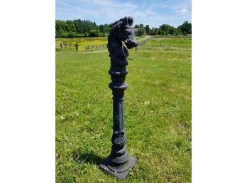 Vintage Cast Stone Horse Head On Column Hitching Post