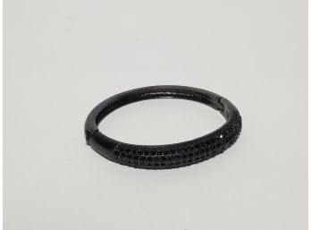 Glam Contemporary Black Crystal Hinged Bracelet