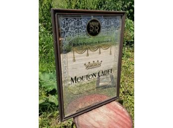 Rare Mouton Cadet Wine Reverse Printed  Advertising Bar Mirror