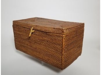Vintage Folk Art Woven Wicker Dresser Box