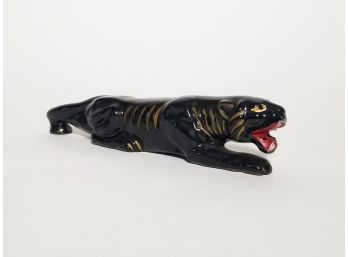 Vintage Mid Century Ceramic Black Panther Figurine
