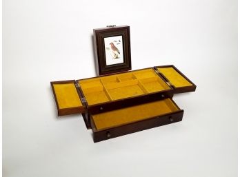 Beautiful Vintage Wooden Jewelry Chest With Multiple Compartments