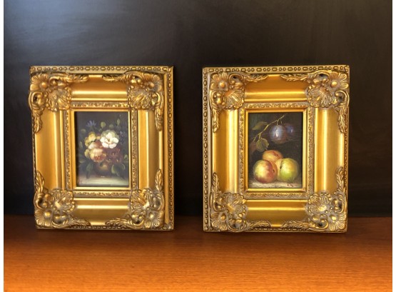 Pair Of Still Life Paintings In Ornate Frames