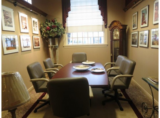 Conference Table And Six Leather Chairs