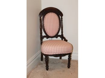 Reupholstered Mahogany Victorian Chair In Plaid Print