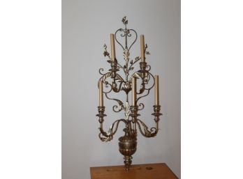 Large Five Candle Metal Wall Sconce