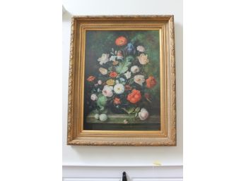 Beautifully Framed Oil On Canvas Floral Print By B. Gardner