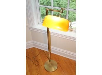 Rare Butterscotch Banker's Style Brass Floor Lamp