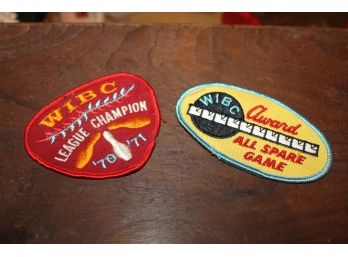 Pair Of 2 Vintage Bowling Patches - WIBC 1970-71 League Champion & All Spare Game