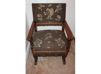 Antique Embroidered Hand Carved Chair From Turkey