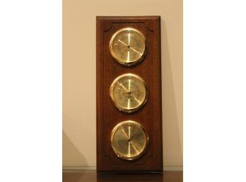 Temperature, Barometer & Humidity Controls On Wood Plaque