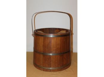 Vintage Wooden Bucket With Saws