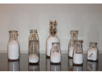 Group Of Eight Vintage Dairy Bottles - Stand 5' - 10' In Height