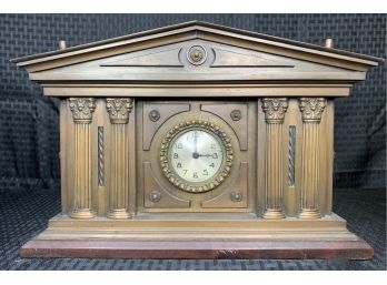 Heavy Brass Or Bronze Antique Clock - New Haven Clock Co. Capitol Building Column Style