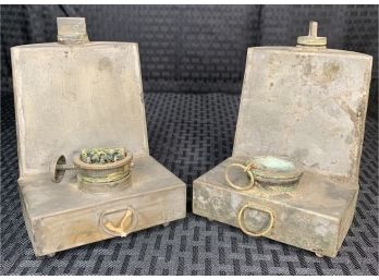 Pair Of Antique Oil Lamp Burners