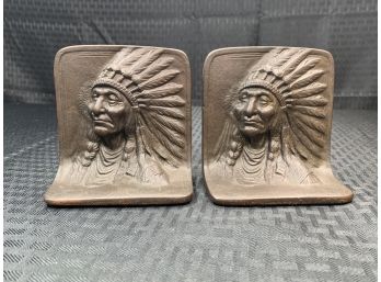 Antique Cast Iron Indian Chief Bookends