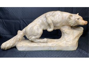 Large Antique Carved Stone Wolf Sculpture