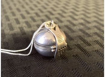 Sterling Silver Ball Photo Locket Necklace