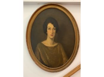 Large Portrait Of Woman Oil On Board