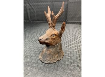 Antique Hand Carved Black Forest Stag Inkwell