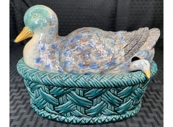 Figural  Duck Tureen With Ladle