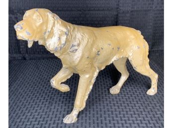 Large White Metal Pointer Dog Figure