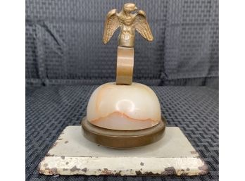Vintage Brass , Cast Iron , And Marble Eagle Doorstop