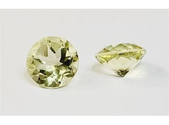 1 Carat Each------- 8mm Round Cut Lemon Quartz Matched Pair Loose Gemstones