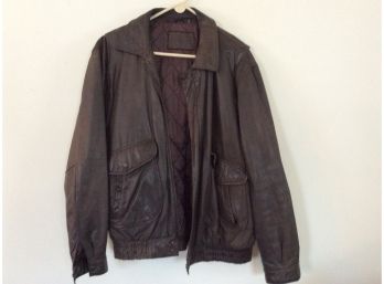 Vintage BROWN  MENS Size Large Bomber Leather Jacket