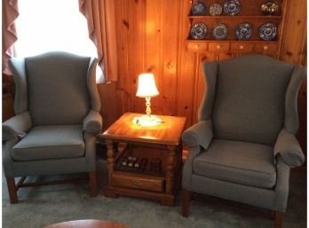 Blue King Hickory Set Of Wing Back Chairs