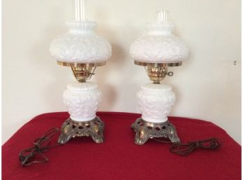 Beautiful Vintage Milk Glass Lamps