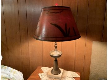 1970's Marble Base Lamp With Parchment Shade