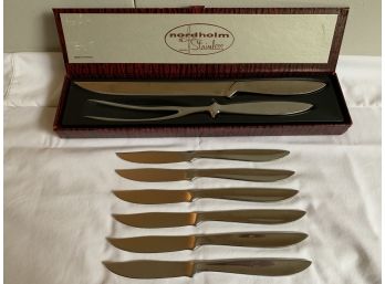 Nordholm Carving Set And Set Of Six Steak Knives