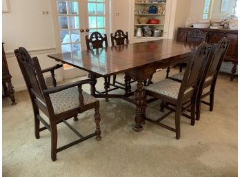 Aesthetic Movement Style Dining Table And Six Chairs