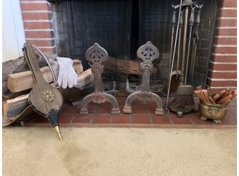 Fireplace Assortment - Tools, Bellows, Log Holder And More