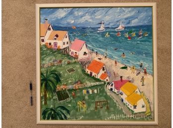 Original Oil Of Beach Scene By Ginnie Lycan