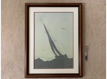 Custom Framed Original Sailboat Watercolor By Philip J. Chagnoir