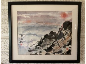 Chinese Brush Watercolor, Custom Framed