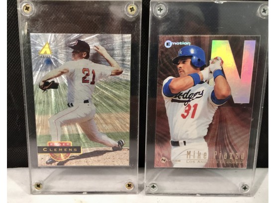 Mike Piazza And Roger Clemens Collector's Cards Framed In Plexiglass