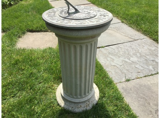 Sundial On Concrete Column Base