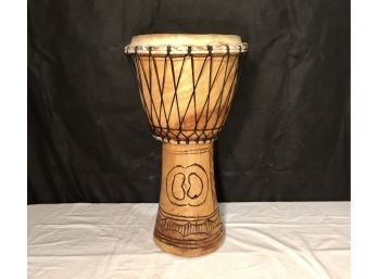Carved Wood African Drum