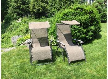 Pair Of Zero Gravity Chairs With Attached Flip Back Sun Visors
